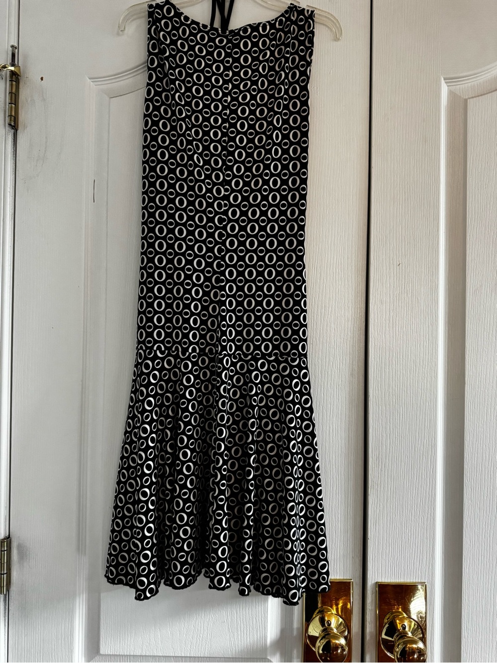 A. Byer Black and White Midi Dress with Circle Print